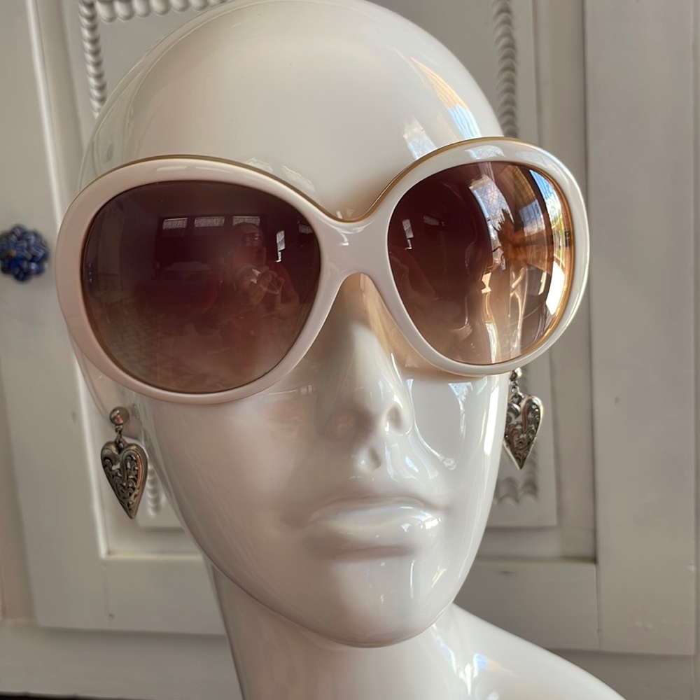 Frenzy white and gold sunglasses with brown tint